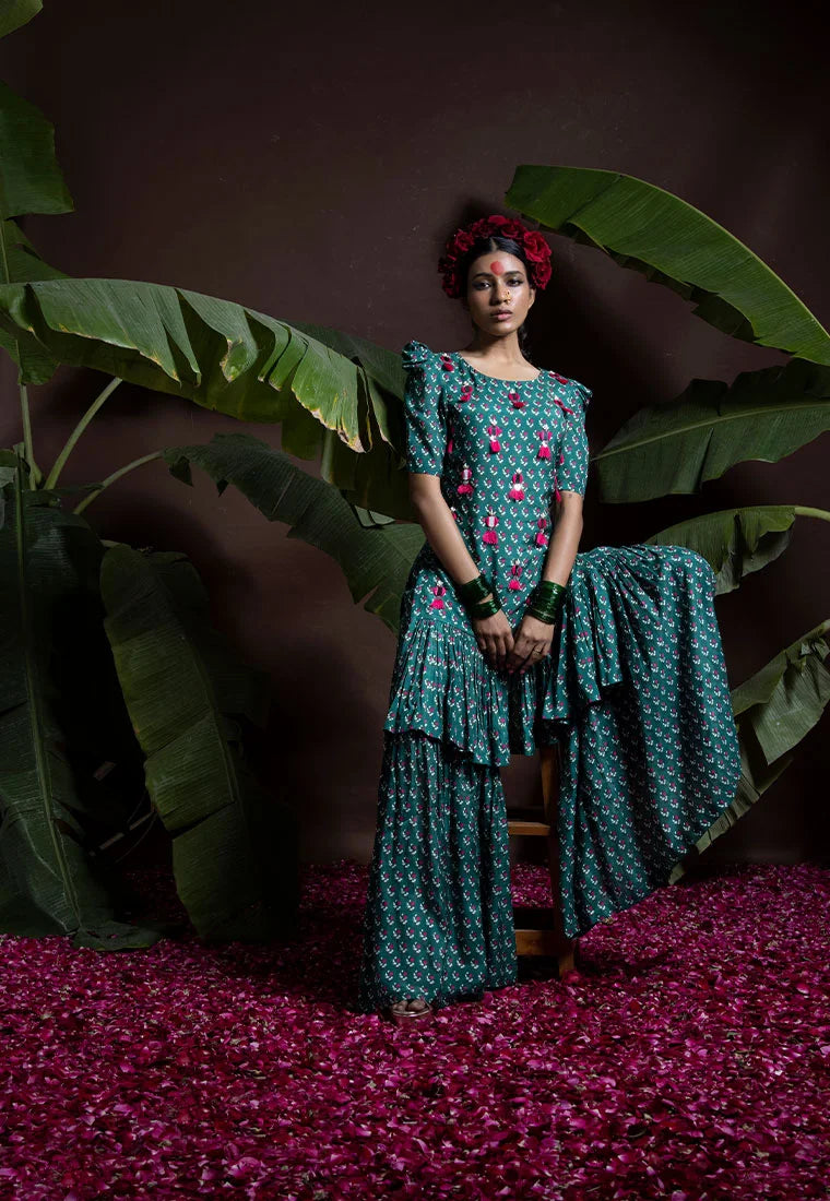 Frill Kurti & Sharara Pant
