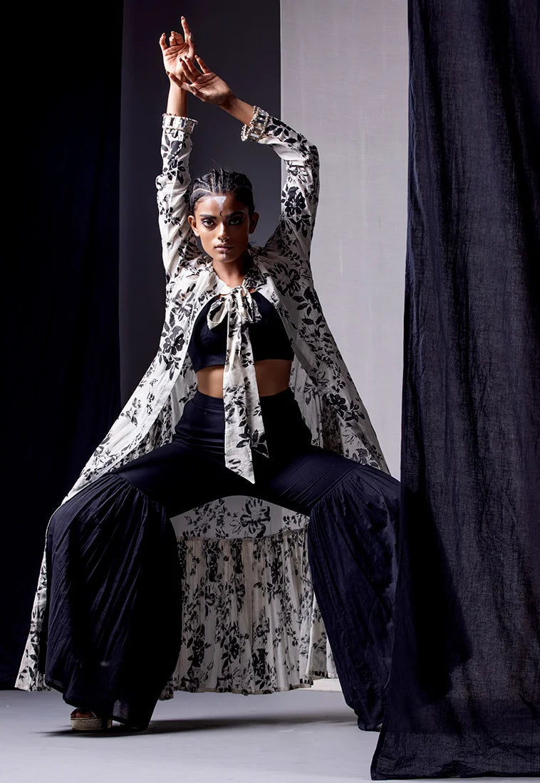 Floral Print Jacket & Sharara Set