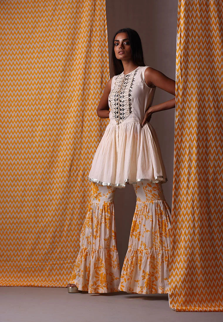 Peplum Tunic & Sharara Pant Set