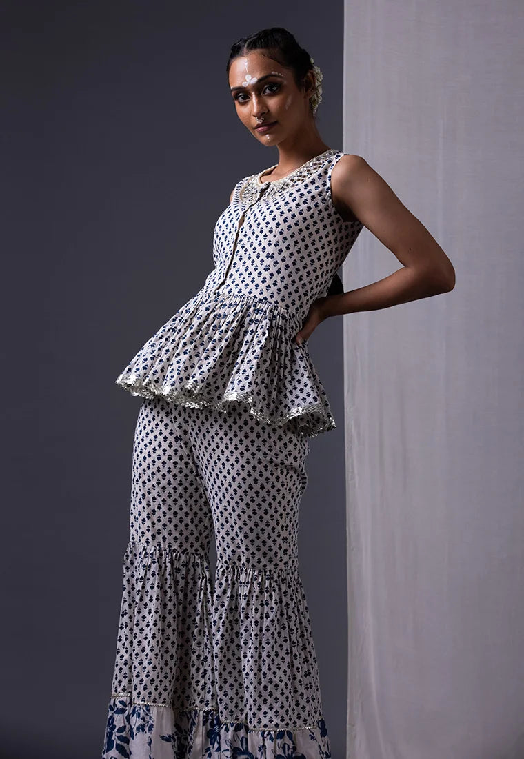 Peplum Top & Sharara Pant Set