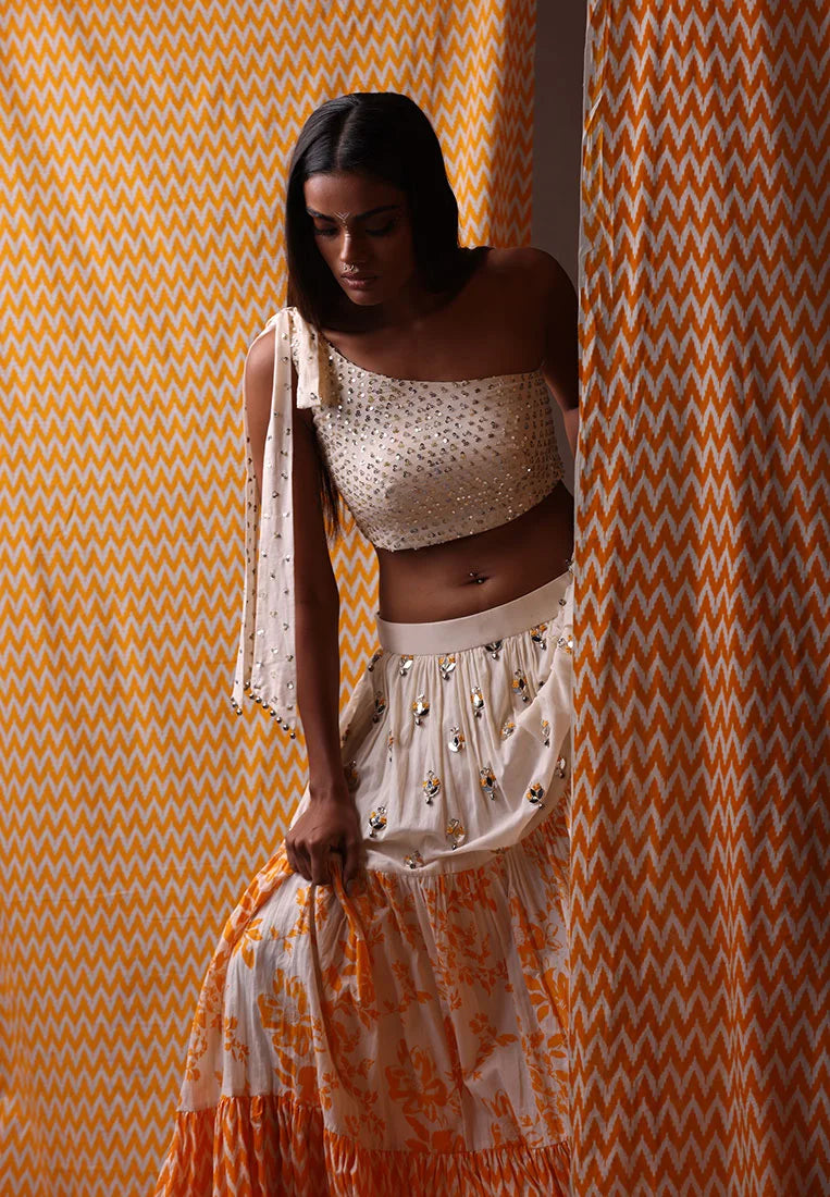 One Shoulder Crop Top & Skirt Set