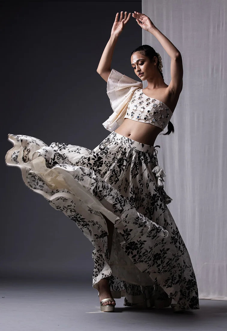 One Shoulder Crop Top & Skirt Set