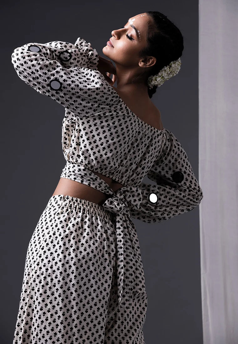 Printed Crop Top & Pant Set