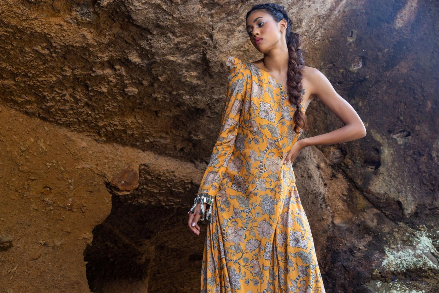 One shoulder Draped Dress